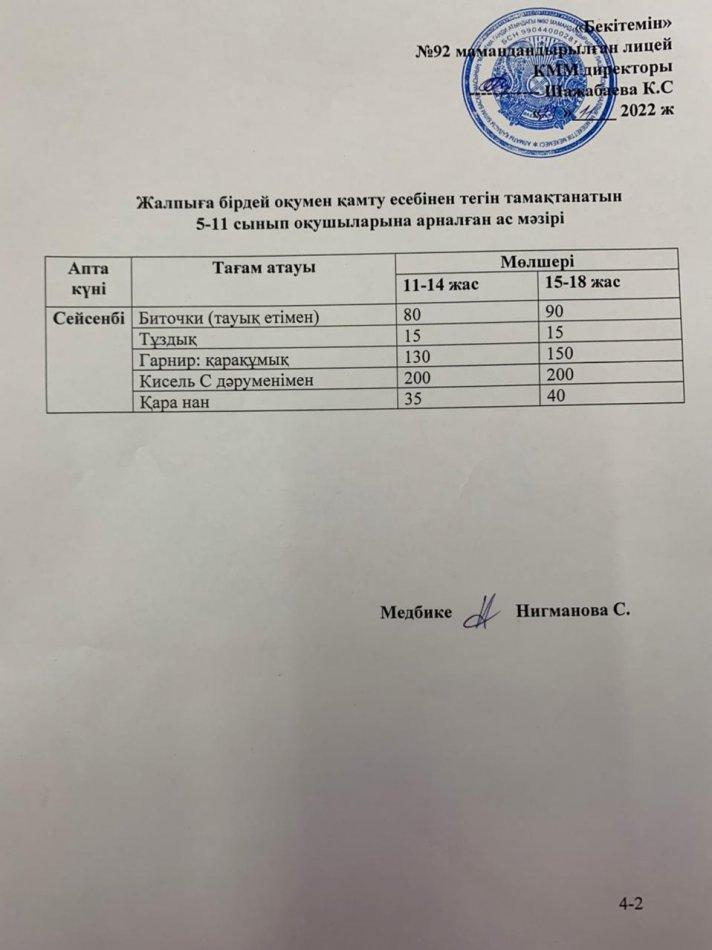 Ас мәзірі: 29.11.2022 жыл