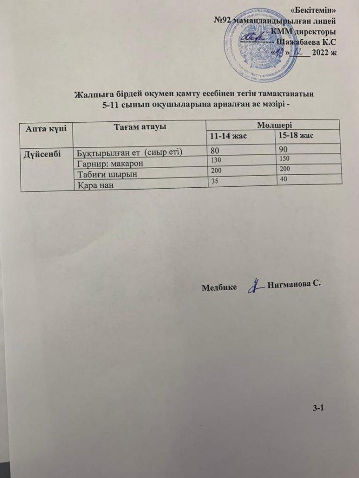 Ас мәзірі-19.12.2022 жыл