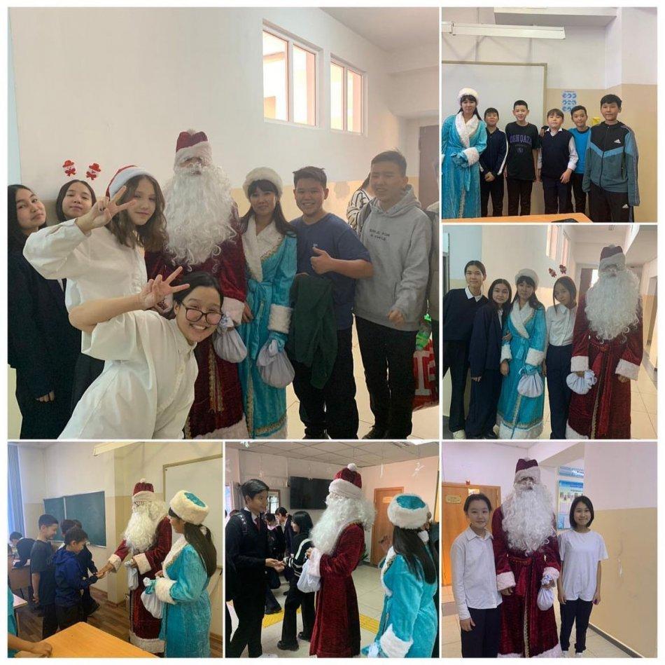 Аяз ата мен ақшақар оқушыларға мерекелік көңіл күй сыйлады