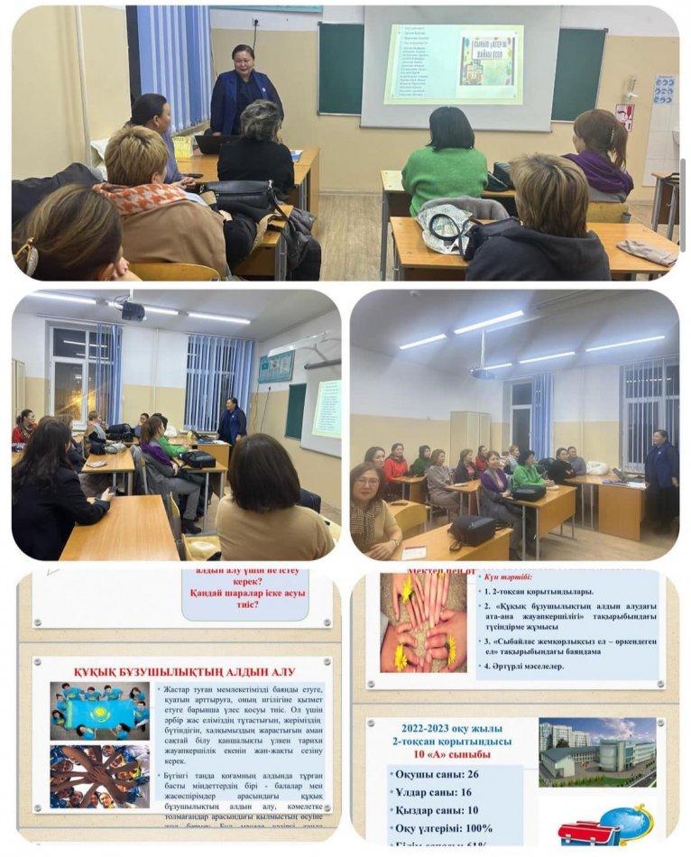 Ата-аналар жиналысы: "Мектеп пен отбасы арасындағы ынтымақтастық"